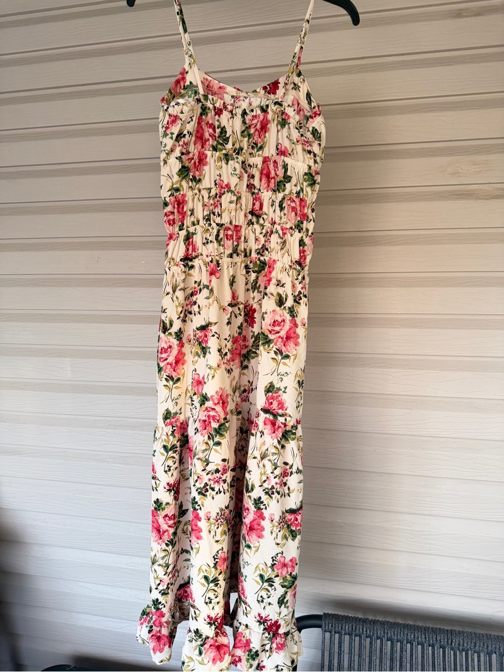 Cottagecore Monteau Pink Rose Smocked Bodice Tiered Maxi Sundress Small S - Picture 8 of 16